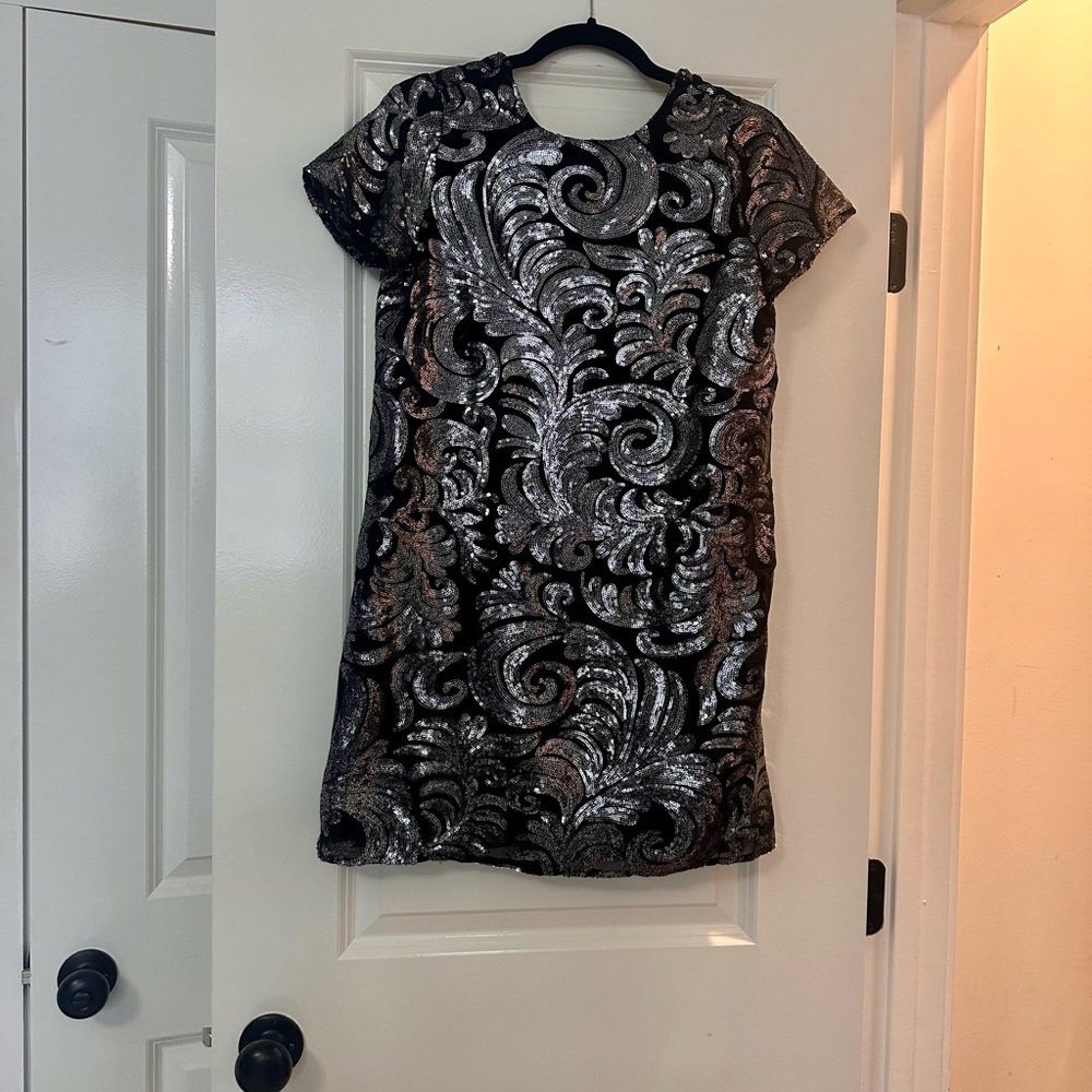 Show Me Your MuMu Black and Silver Swirl Mini Dress